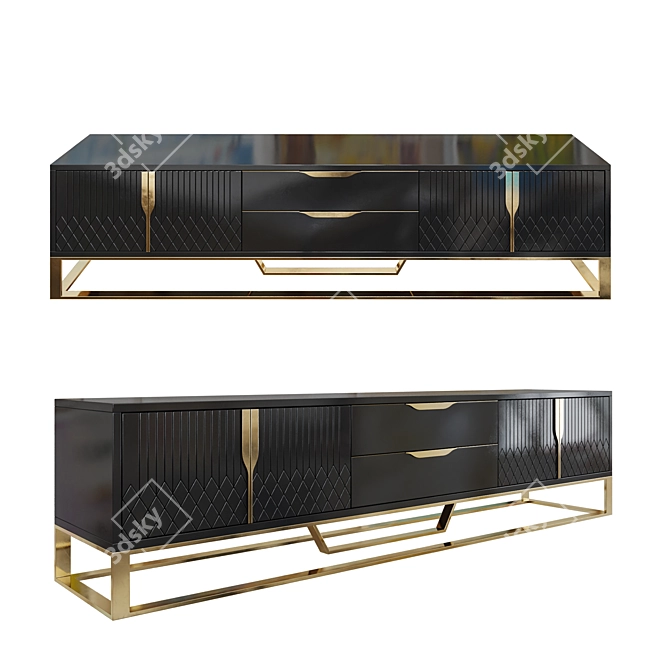 Aro Modern Black TV Stand: Stylish & Sleek 3D model image 1