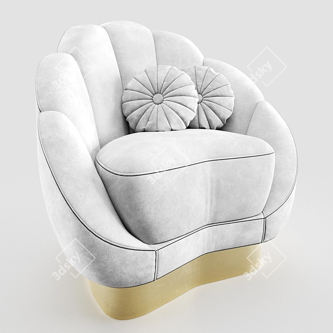 Glamorous Velvet Barrel Chair 3D model image 5