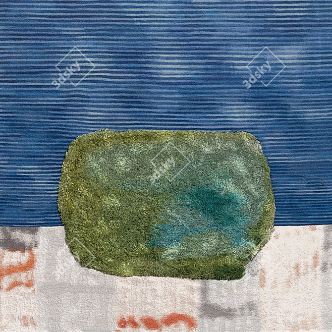 Serene Oasis Hand-Woven Island Rug 3D model image 2