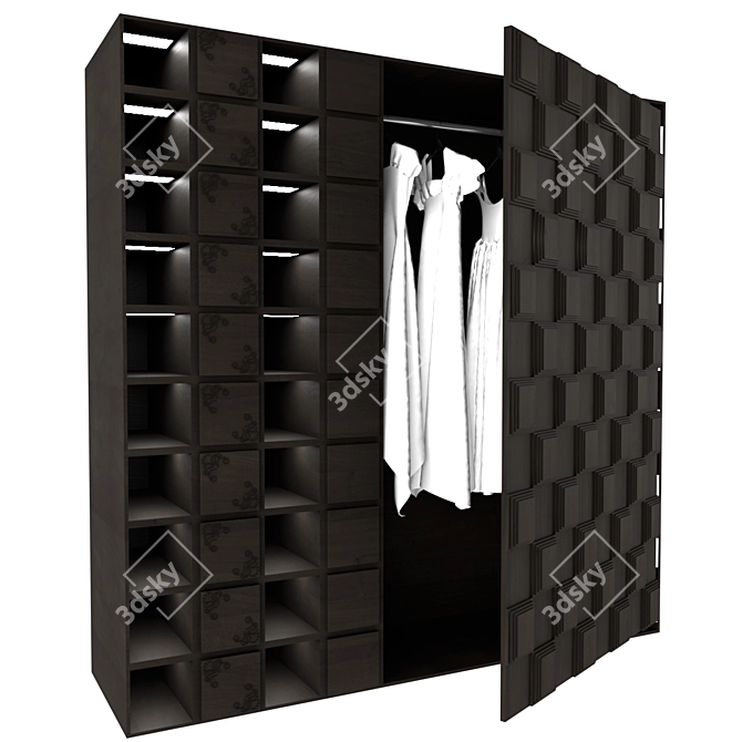 Modern 3-Door Wardrobe 3D model image 1