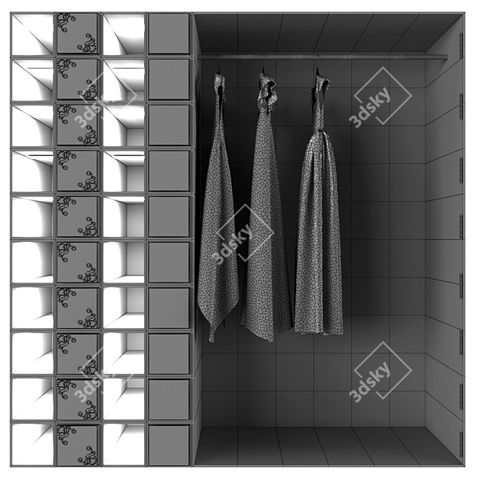 Modern 3-Door Wardrobe 3D model image 5