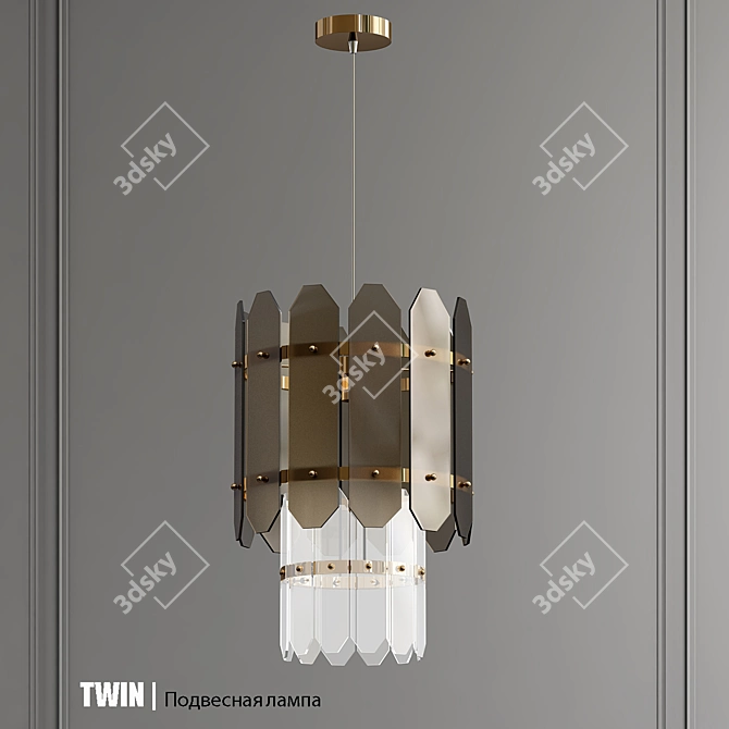 Modern Twin Glass Pendant Lamp 3D model image 1