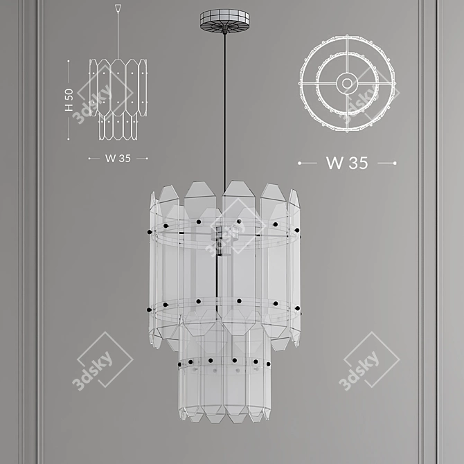 Modern Twin Glass Pendant Lamp 3D model image 2