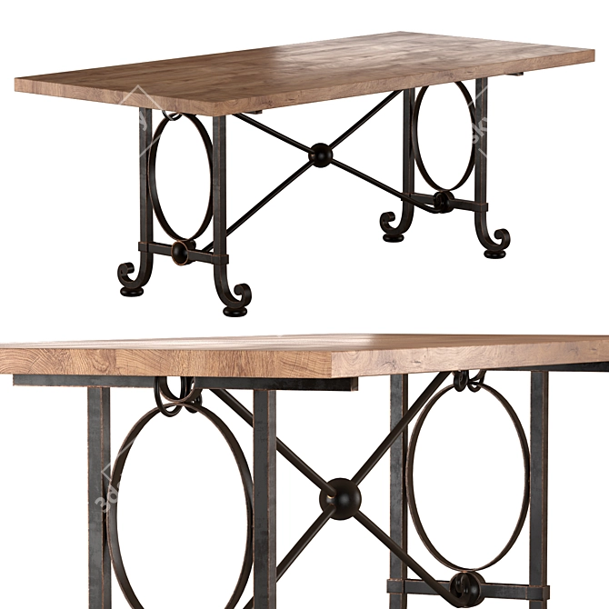 Elegant Poillerat Dining Table 3D model image 1