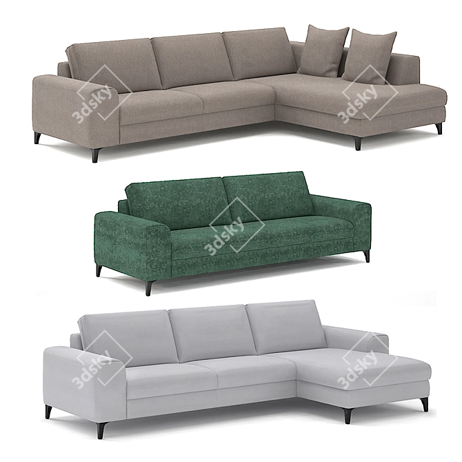 Belgian Donato: Customizable Comfort Sofa 3D model image 1