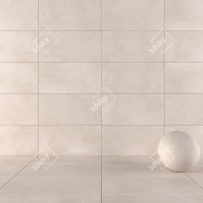 Luxurious Lupus Beige Concrete Tiles 3D model image 1