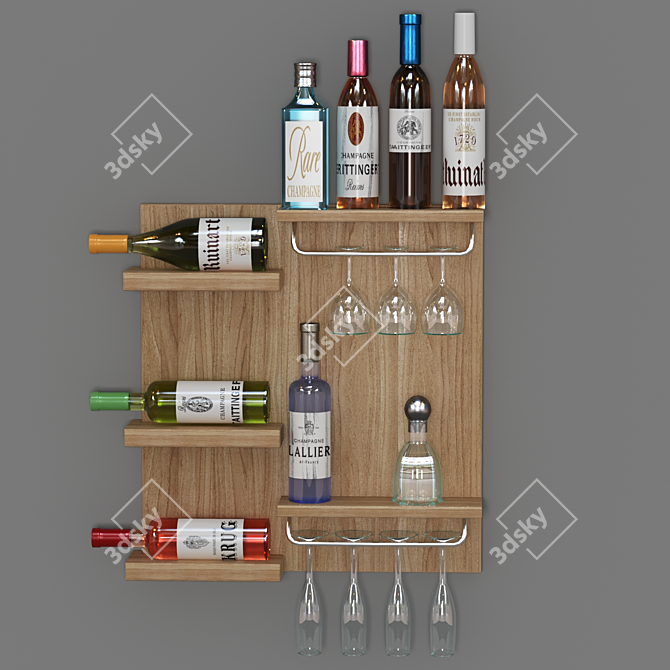 Polygonal Wine Bottle 03 3D model image 1