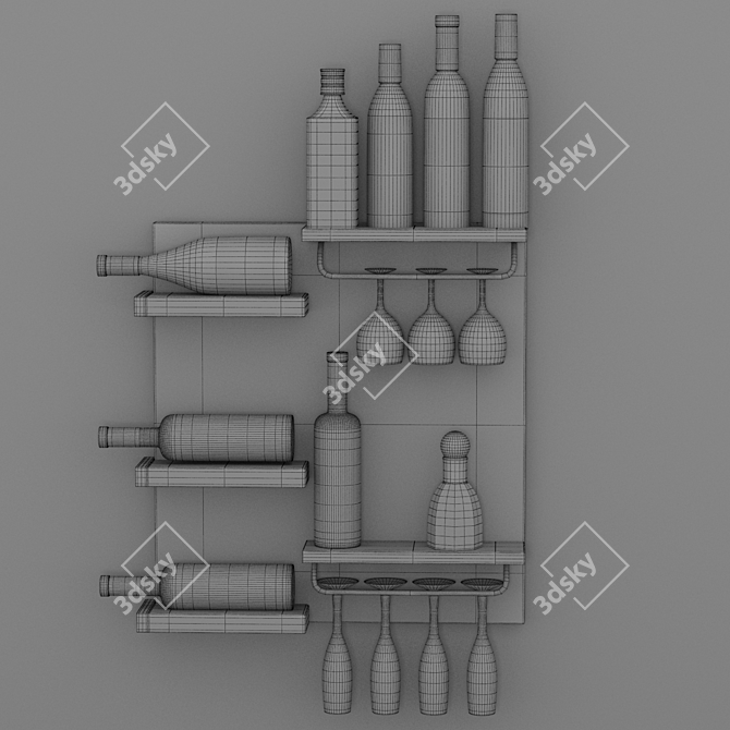 Polygonal Wine Bottle 03 3D model image 3