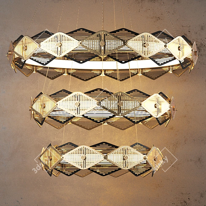 Elegant Rote Triple Chandelier 3D model image 2