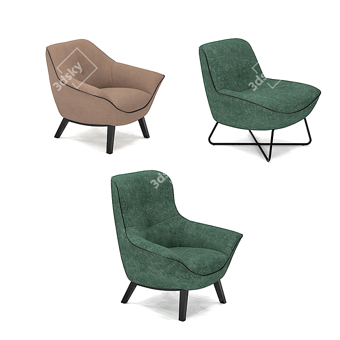 Belgian Modern Armchair with Elegant Design 3D model image 5