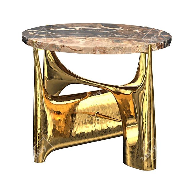 Hiquily Coffee Table: Elegant Bronze and Marble 3D model image 3