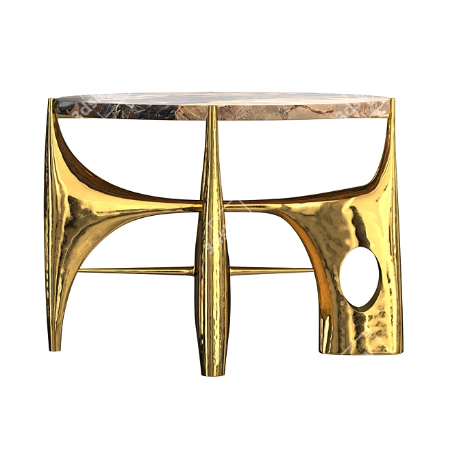 Hiquily Coffee Table: Elegant Bronze and Marble 3D model image 4