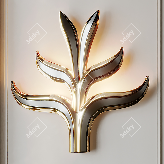 Giant Brass Foliage Wall Sconces 3D model image 1