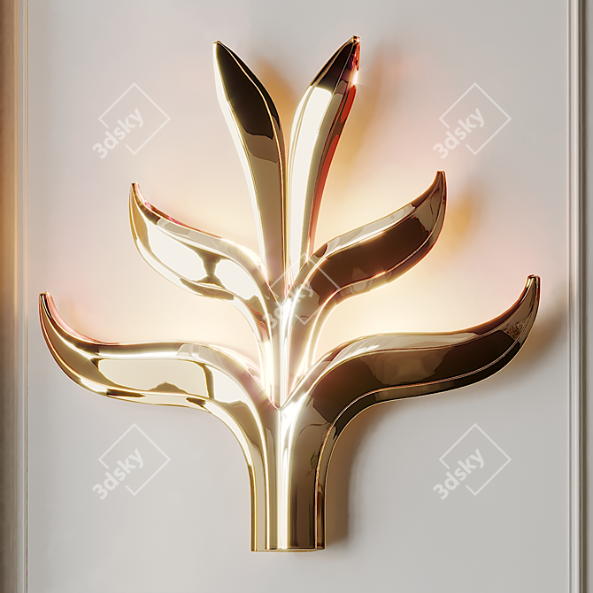 Giant Brass Foliage Wall Sconces 3D model image 3