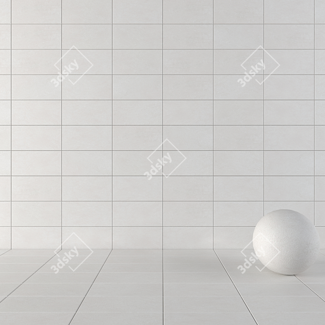 Basalt White Concrete Wall Tiles 3D model image 1