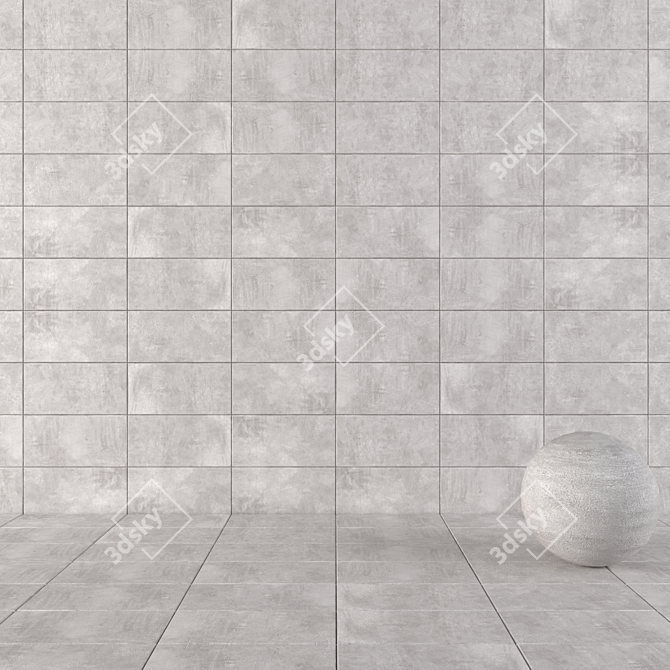Premium Concrete Wall Tiles - Ares Gray 3D model image 1