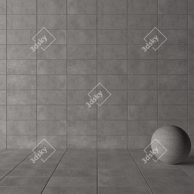 Premium Concrete Wall Tiles - Ares Gray 3D model image 3
