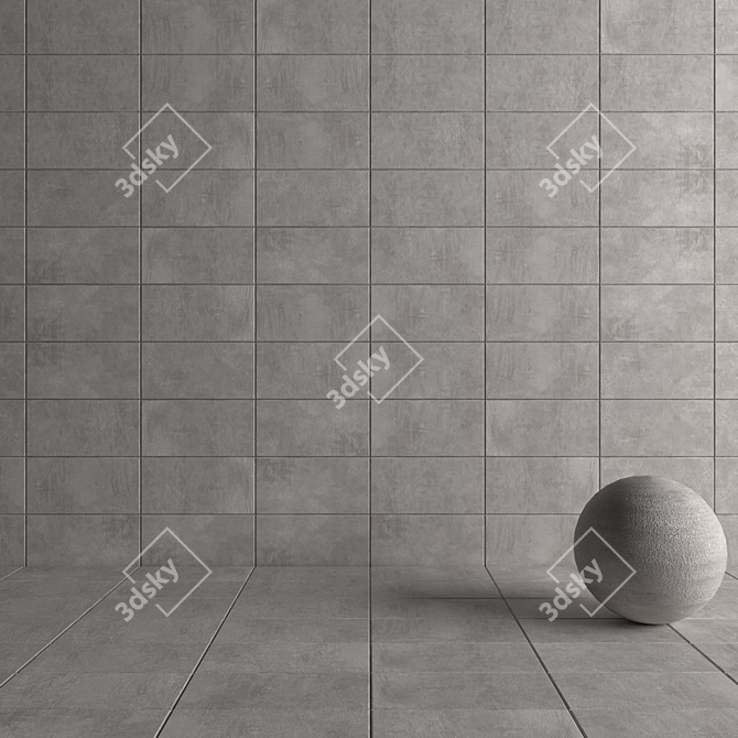 Premium Concrete Wall Tiles - Ares Gray 3D model image 4