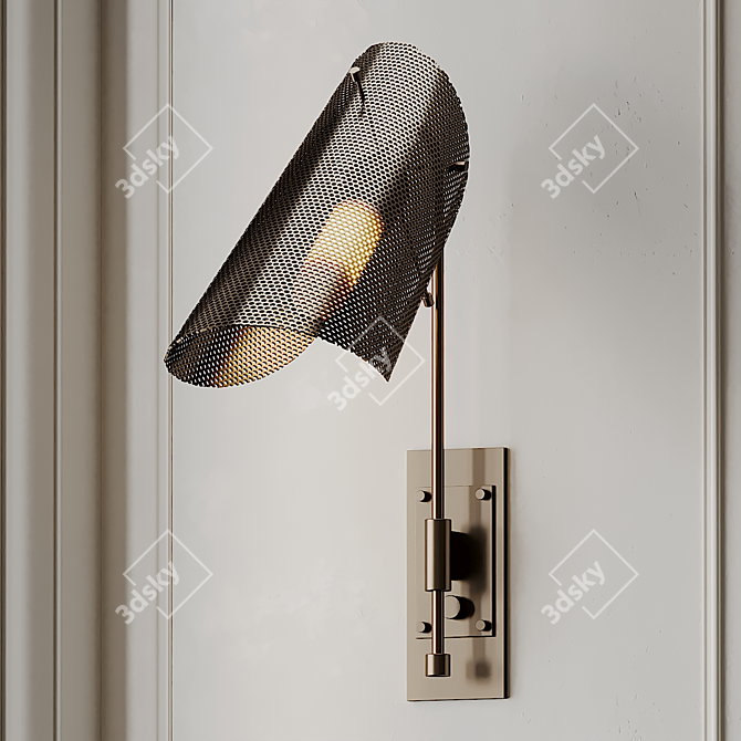 Glamourous Tulle Brass Wall Lamp 3D model image 3