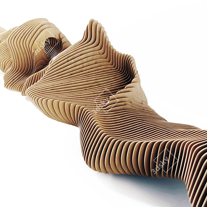 Sleek Parametric Long Bench 3D model image 2
