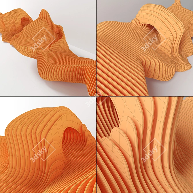 Sleek Parametric Long Bench 3D model image 5