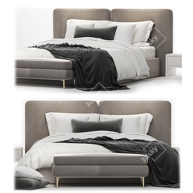 Elegant Minotti-inspired Bed 3D model image 2