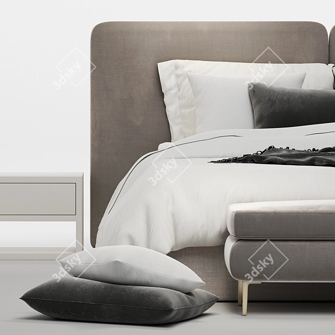 Elegant Minotti-inspired Bed 3D model image 3