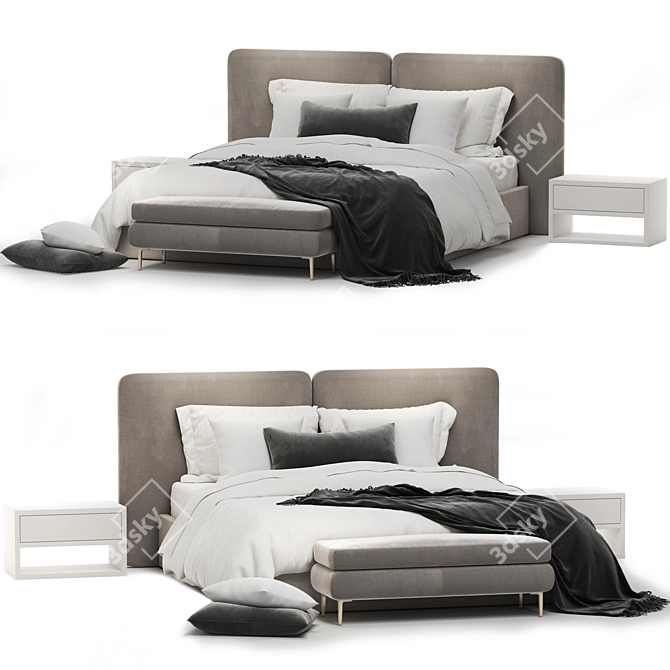 Elegant Minotti-inspired Bed 3D model image 5