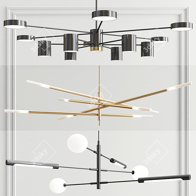 Sputnik Runna Chandelier Collection - 3 Options 3D model image 1