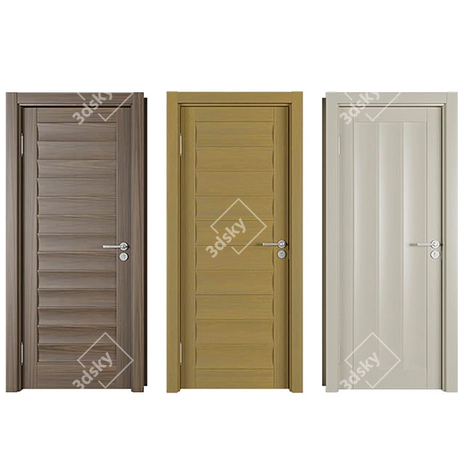 Modern Door Set 3D Model 3D model image 1