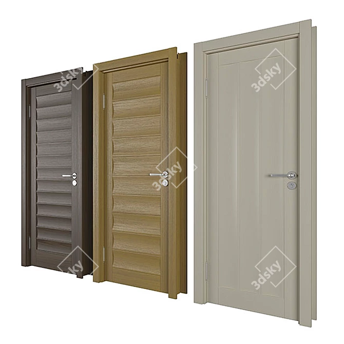 Modern Door Set 3D Model 3D model image 2