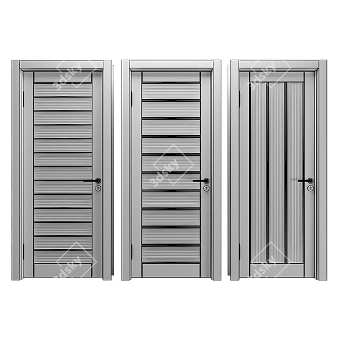 Modern Door Set 3D Model 3D model image 3