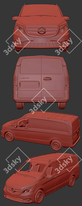 2016 Mercedes Benz Metris Van: Full Size, Ready for Rendering 3D model image 4