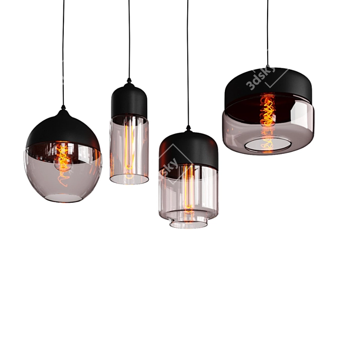 Nordic Glass Pendant Light 3D model image 1