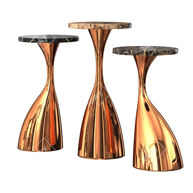 Elegant Henri Samuel Copper Tables 3D model image 2