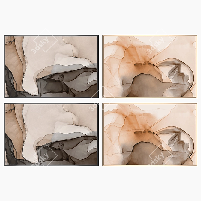Modern Wall Art Set with Multiple Frames 3D model image 2