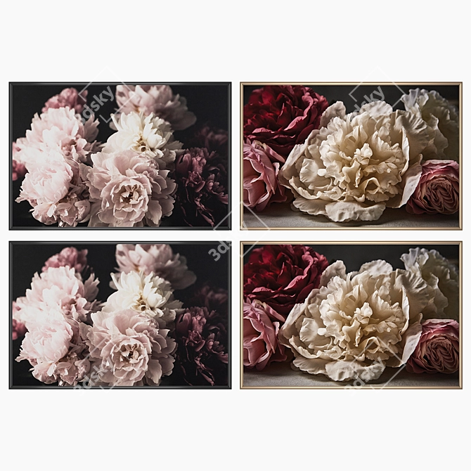 Modern Art Set: 2 Paintings with 4 Frame Options 3D model image 2