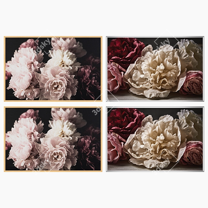 Modern Art Set: 2 Paintings with 4 Frame Options 3D model image 3