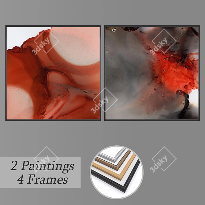 Elegant Wall Art Set with Frame Options 3D model image 1