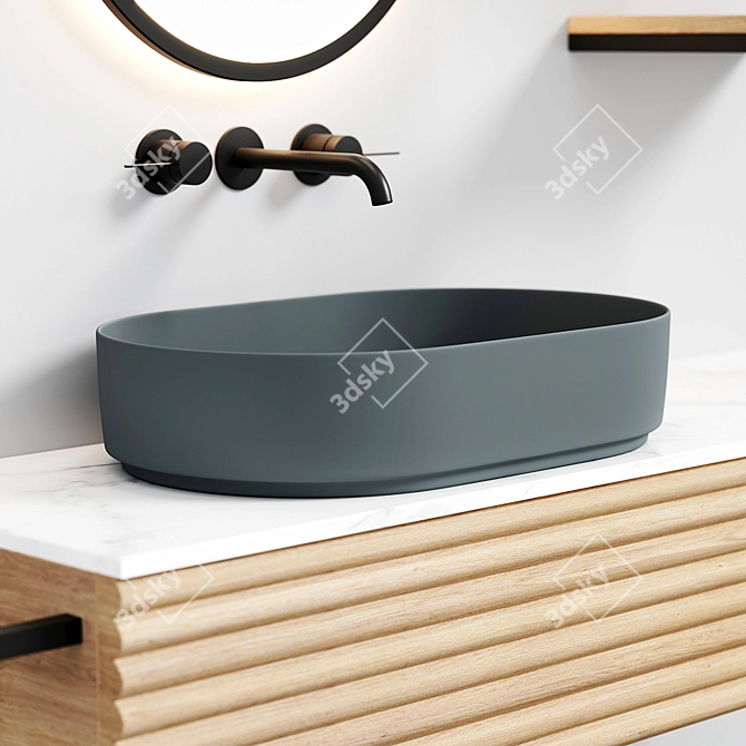 Sleek Oval Washbasin - Modern Elegance 3D model image 24