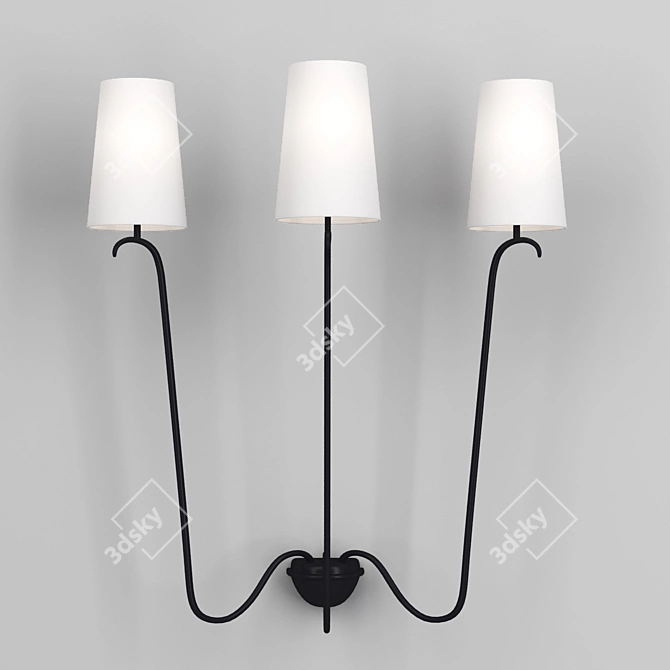 Sleek Jet d'eau 3-Arm Wall Sconce 3D model image 1