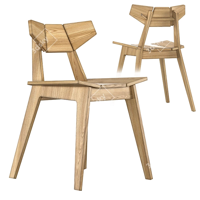 Modern Wooden Facet Chair 3D model image 1