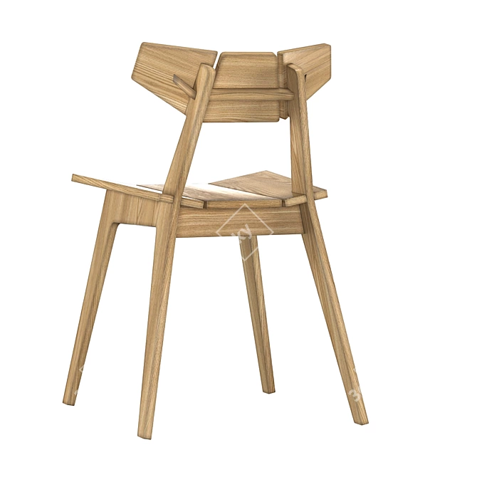 Modern Wooden Facet Chair 3D model image 2