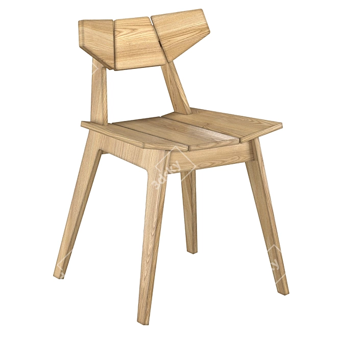 Modern Wooden Facet Chair 3D model image 3