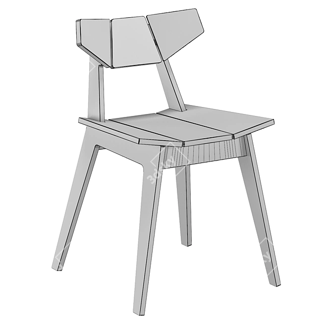 Modern Wooden Facet Chair 3D model image 5