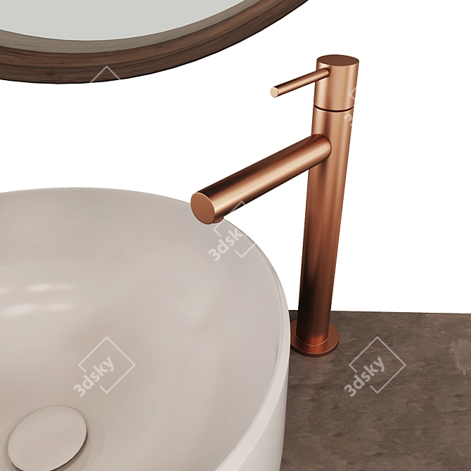 Satin Copper Modern Bath Set 3D model image 6