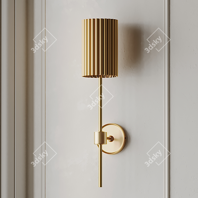 Elegant Fluted Gold Wall Sconce 3D model image 2