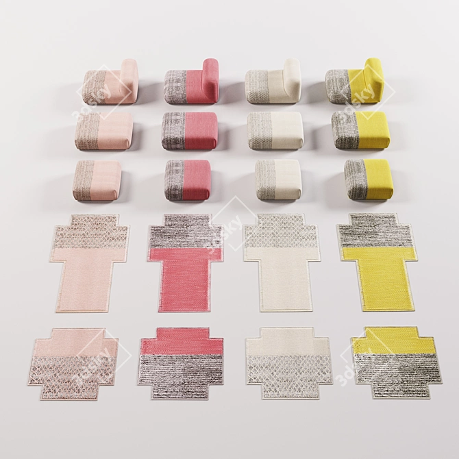 Mangas Collection: Rug & Poufs by Patricia Urquiola 3D model image 14