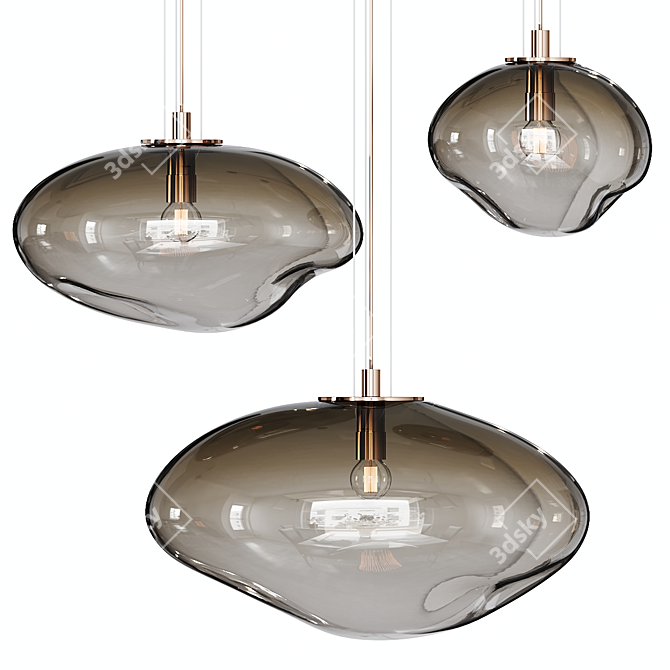 Iridescent Amorphous Pendant Chandelier 3D model image 1