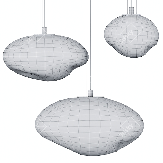 Iridescent Amorphous Pendant Chandelier 3D model image 2